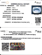 7.55/CT Natural Blue Sapphire with Govt Lab Certificate-34410